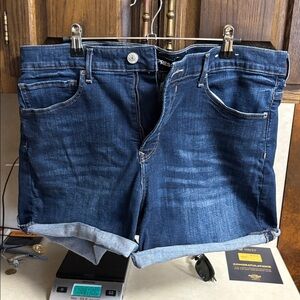 Express Light Blue Denim Shorts with Contrast Stitching